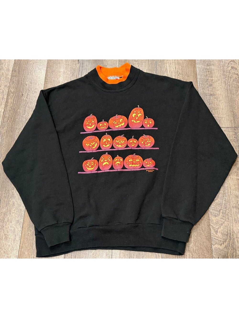 Vintage Halloween Pumpkin Jack-O-Lantern Crewneck Sweater size Large